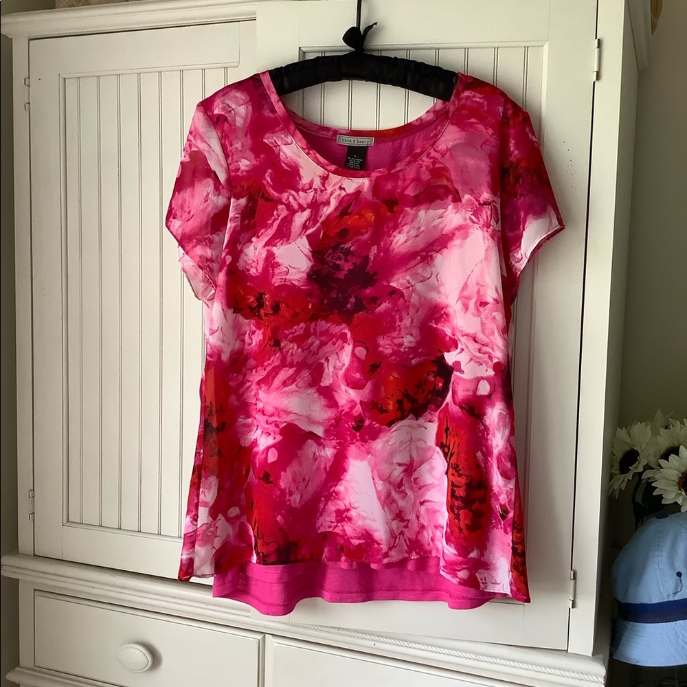 Pink Double Layer Short Sleeve Top